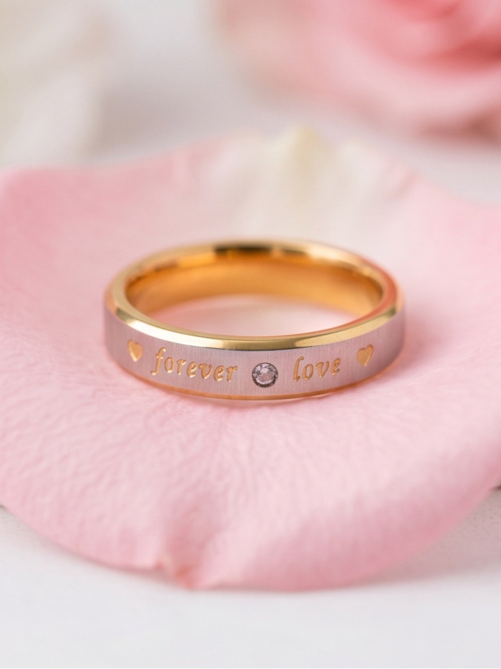 SALE TODAY!! Gold and Silver Moissanite 'Forever Love' Ring